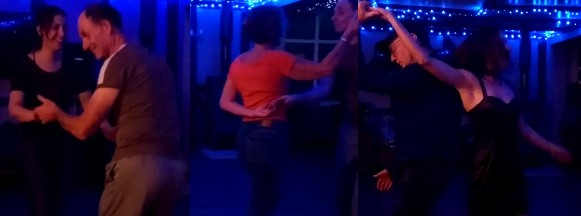 Dancers in blue lit room